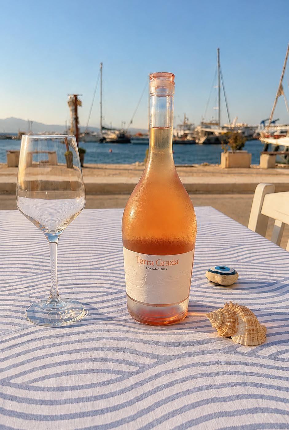 Greek wine served with Mediterranean food at Capriccio Restaurant in Naxos