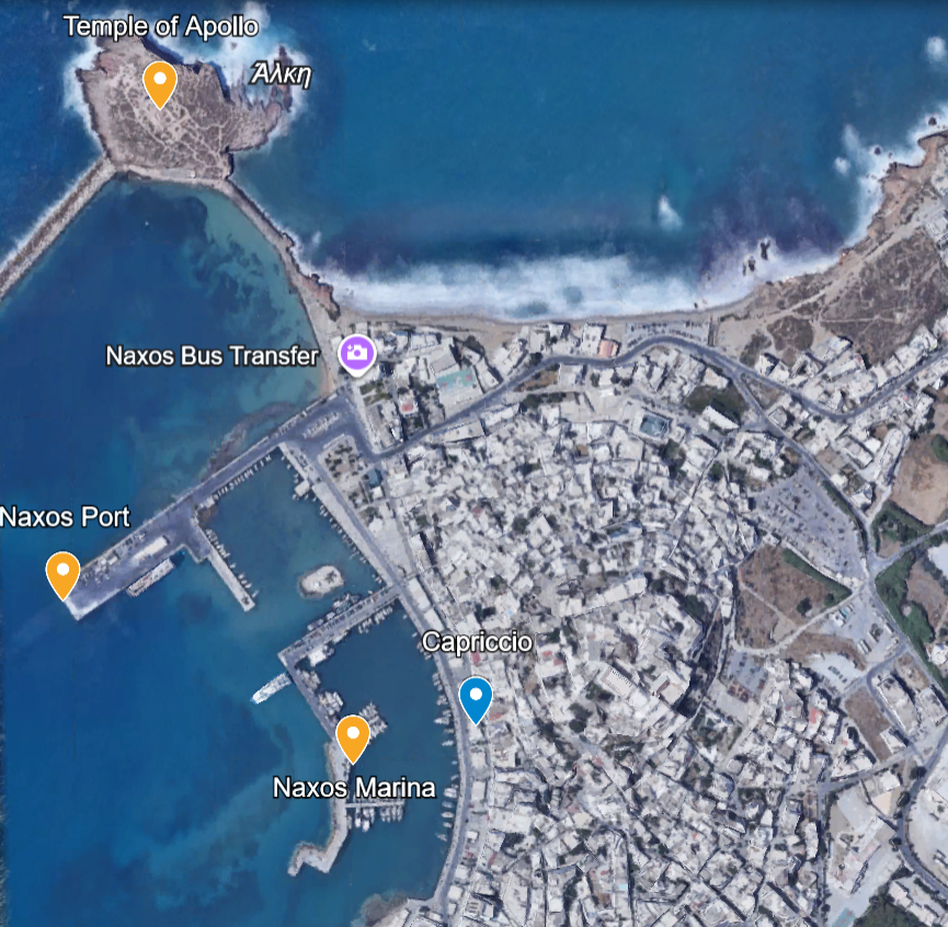 Map location of Capriccio Restaurant in Naxos